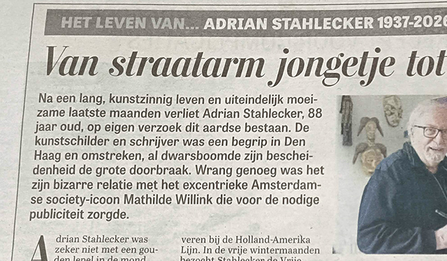 Lees meer over het artikel Artikel Telegraaf: Het leven van… Adrian Stahlecker